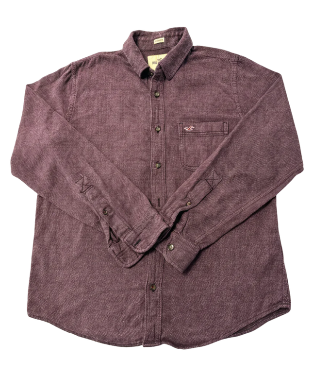Hollister Burgundy Stretch Button-Down Long Sleeve Shirt