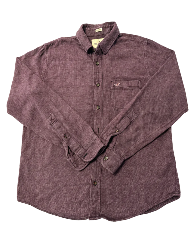 Hollister Burgundy Stretch Button-Down Long Sleeve Shirt