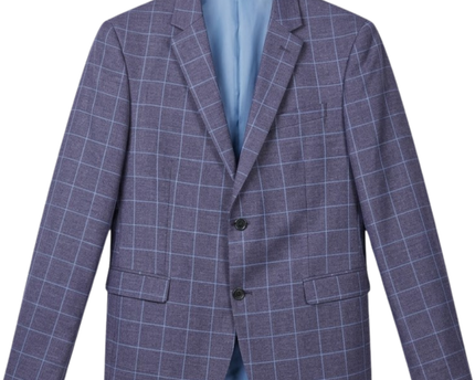 Jens Jakobsen Blue Checkered Linen Blend Blazer