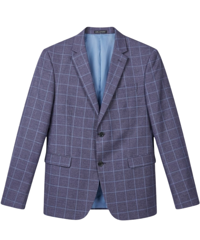 Jens Jakobsen Blue Checkered Linen Blend Blazer