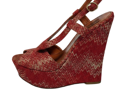 Missoni Red Zigzag Knit Wedge Sandals