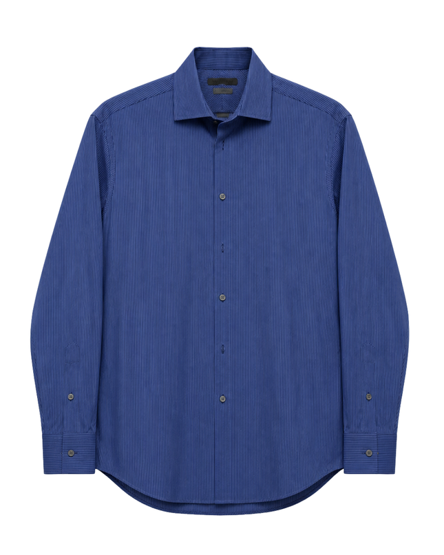 Calvin Klein Blue Striped Slim Fit Non-Iron Dress Shirt