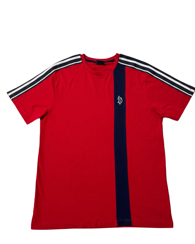 U.S. Polo Assn. Red Striped Sporty Cotton T-Shirt | With Tag
