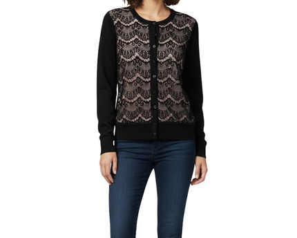 Lauren Ralph Lauren Black Lace and Sequin Cardigan
