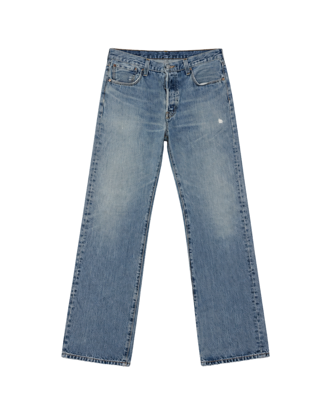Levi's Blue 501 Original Straight Fit Distressed Jeans