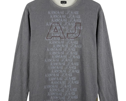 Armani Jeans Grey Graphic Long Sleeve Crewneck T-Shirt