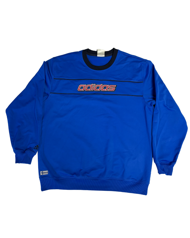 Adidas Blue Vintage Style Logo Crewneck Sweatshirt