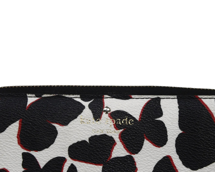 Kate Spade White and Black Butterfly Print Zip-around Wallet