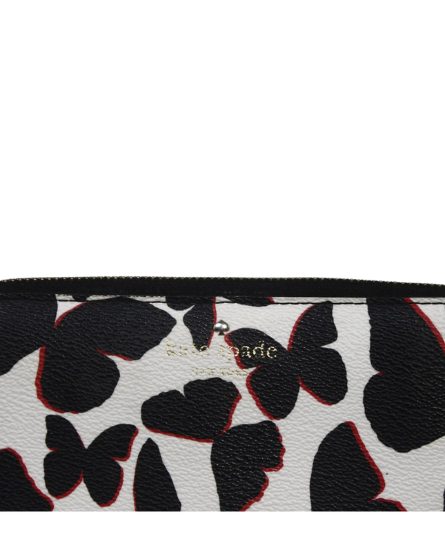 Kate Spade White and Black Butterfly Print Zip-around Wallet