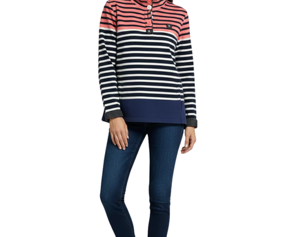 MAINE NEW ENGLAND Multicolor Striped Quarter-Button Sweatshirt