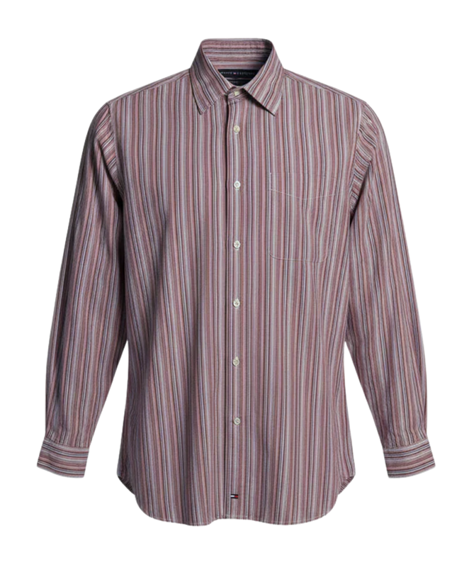 Tommy Hilfiger Burgundy Striped Long Sleeve Shirt