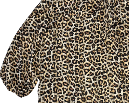 H&M Leopard Print Ruffle Neck Tie Blouse