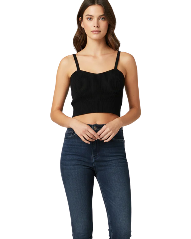 Primark Black Ribbed Knit Crop Top