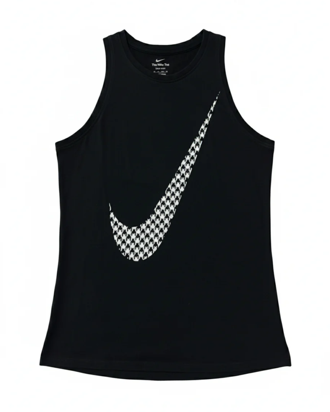 Nike Black Houndstooth Swoosh Dri-FIT Tank Top