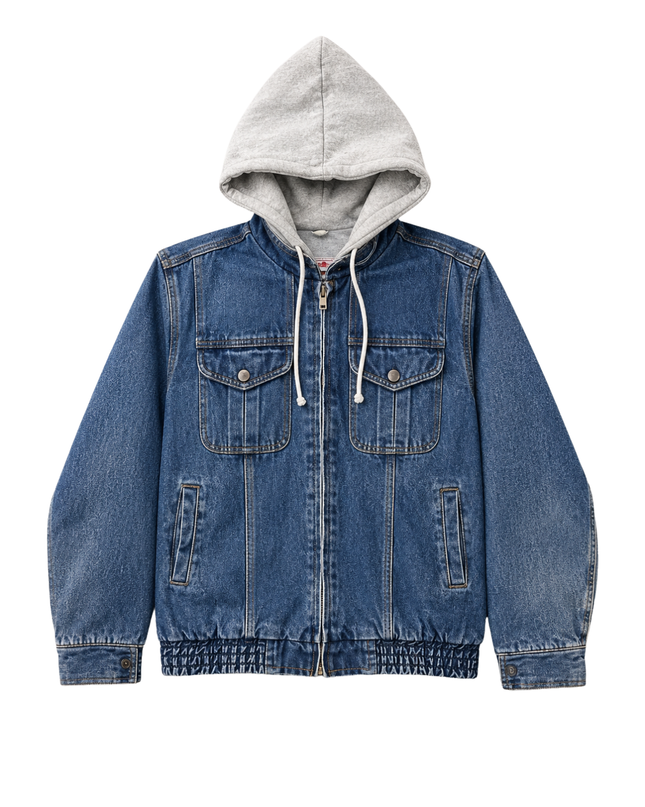 Credentials Blue Vintage Hooded Denim Jacket