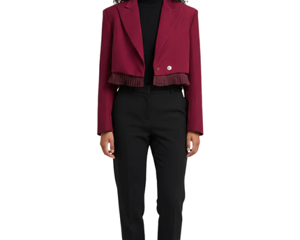 Missguided Burgundy Cropped Pleated Hem Blazer W/Tags