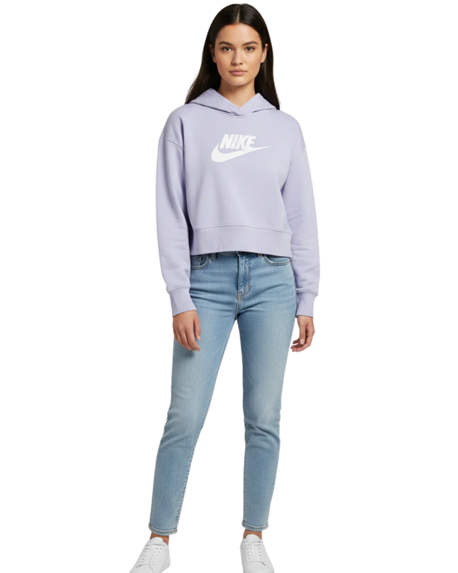 Nike Purple Cropped Fleece Hoodie