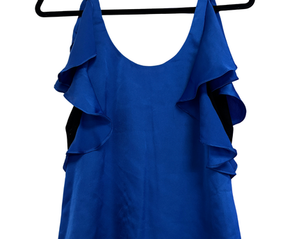 Ladakh Royal Blue Cascading Ruffle Sleeveless Tank Top