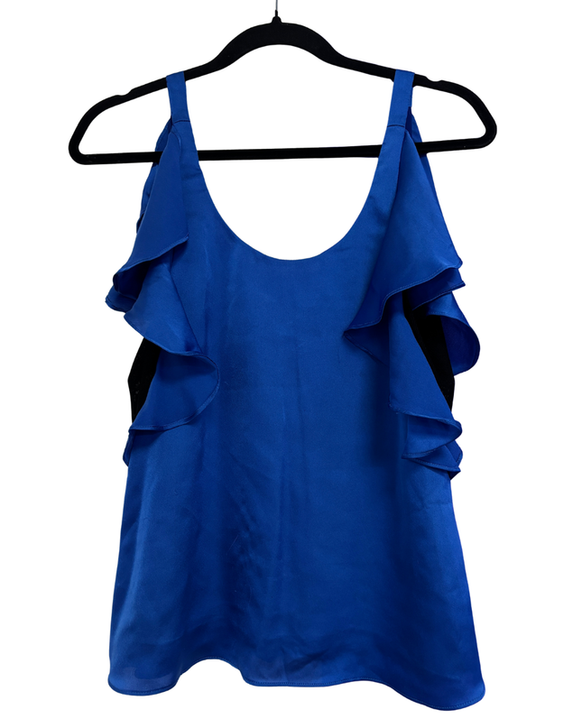 Ladakh Royal Blue Cascading Ruffle Sleeveless Tank Top