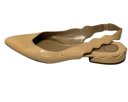 Chloe Beige Scalloped Slingback Flats