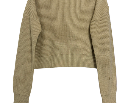 Boohoo Beige Oversized Cropped Ribbed Knit Sweater