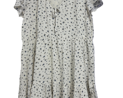 American Eagle White Floral Tiered V-Neck Mini Dress