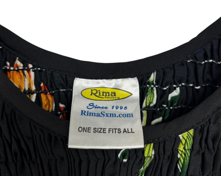 Rima Beachwear Black Tropical Floral Smocked Sundress - XS