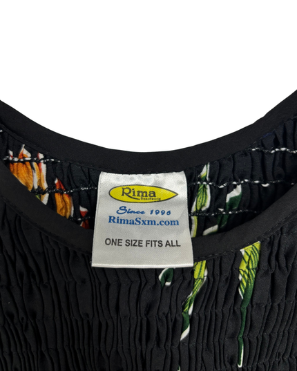 Rima Beachwear Black Tropical Floral Smocked Sundress - XS