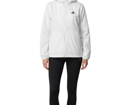Adidas White Hooded Running Windbreaker Jacket