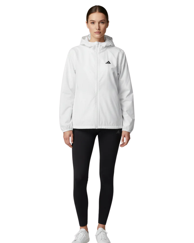 Adidas White Hooded Running Windbreaker Jacket