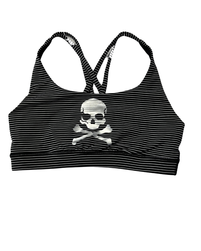 Lululemon Black and White Striped Graphic Cross-Back Sports Bra