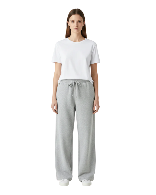 Lacoste Grey Wide Leg Cotton-Blend Sweatpants
