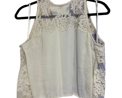 Free People Cream Lace Trim Halter Top