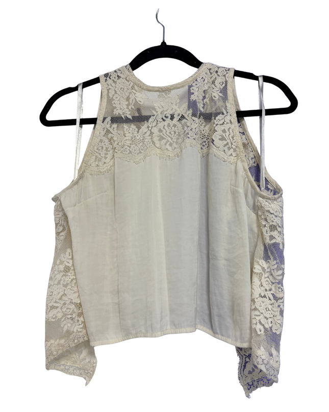 Free People Cream Lace Trim Halter Top