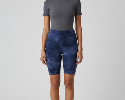 Lululemon Blue Tie-Dye High-Rise Biker Shorts