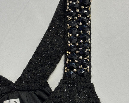 n° 99 Black Embellished Tweed Shimmer Mini Dress