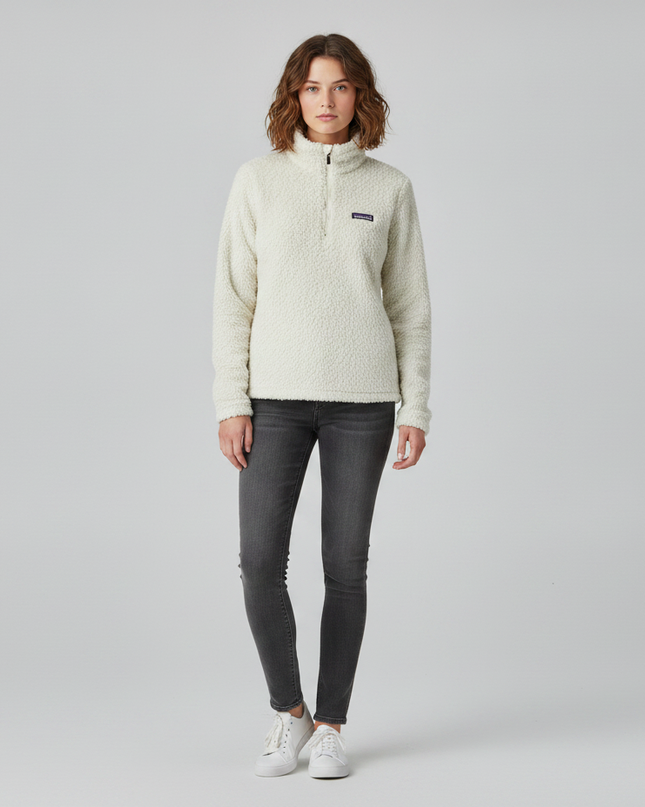 Patagonia Cream High-Pile Fleece Quarter-Zip Sweatshirt