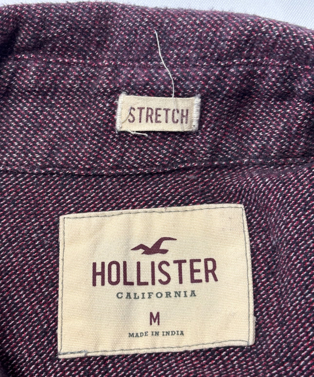 Hollister Burgundy Stretch Button-Down Long Sleeve Shirt