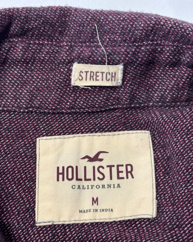 Hollister Burgundy Stretch Button-Down Long Sleeve Shirt