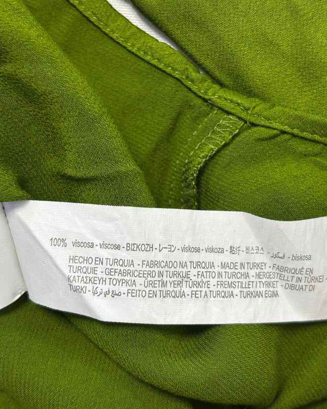 Zara Lime Green Viscose Button-Down Shirt