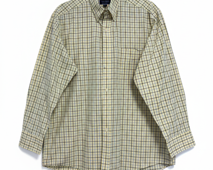 Club Room Yellow/Check Regular Fit Performance Cotton Shirt