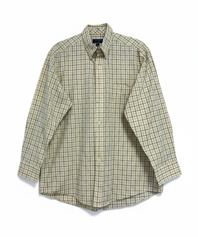 Club Room Yellow/Check Regular Fit Performance Cotton Shirt