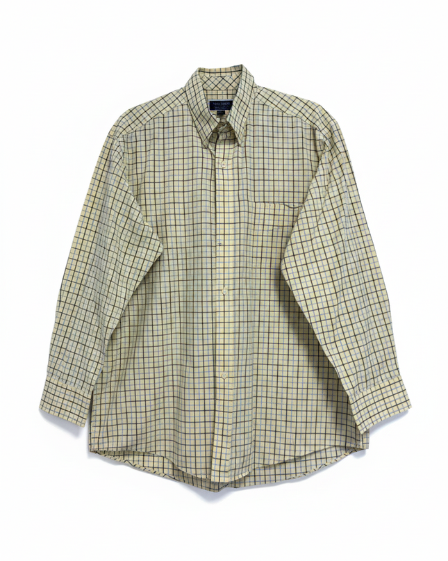 Club Room Yellow/Check Regular Fit Performance Cotton Shirt