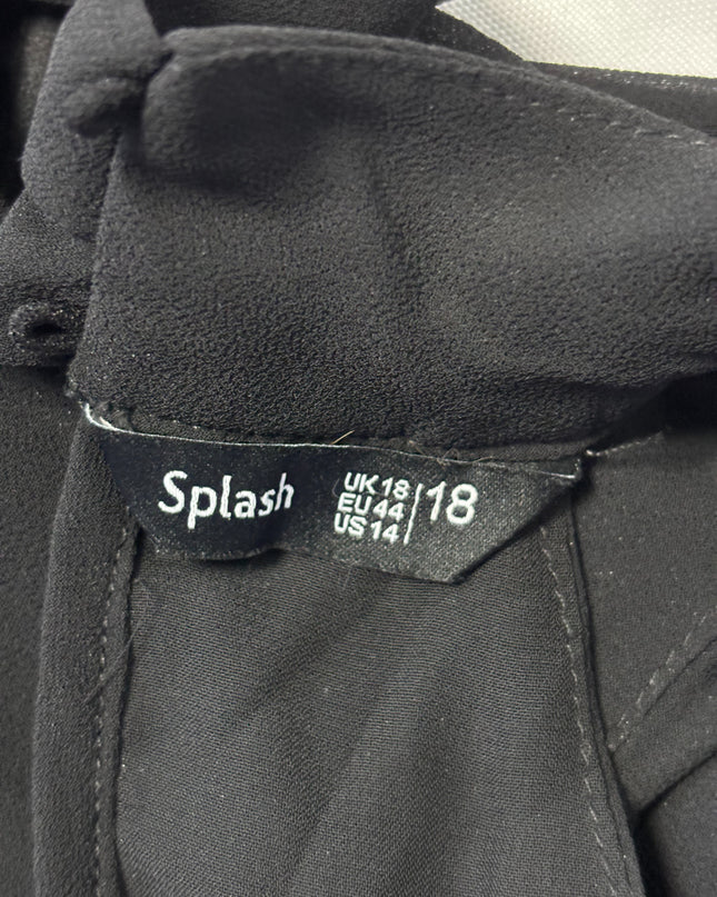 Splash Black Tiered Pleated Hem Halter Dress