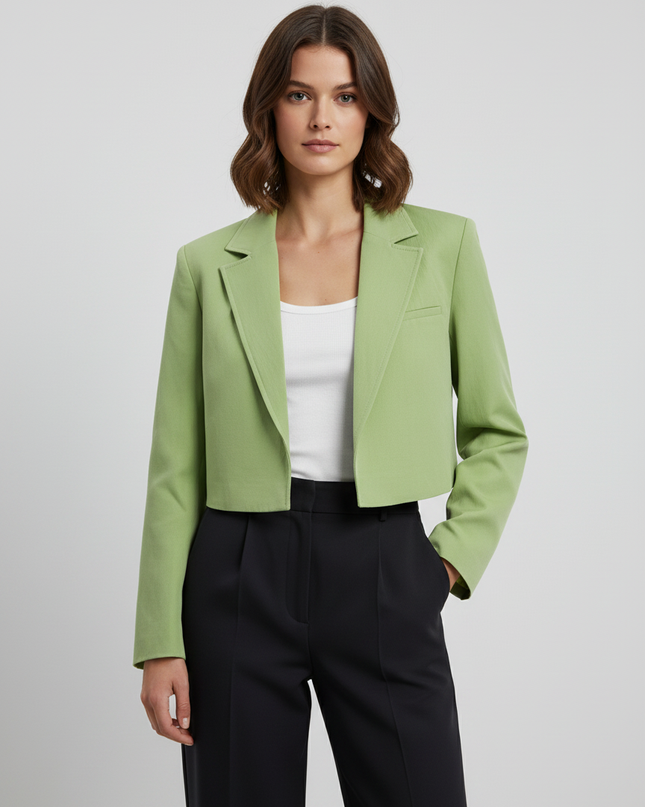 Zara Bright Green Cropped Blazer