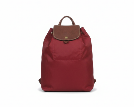 Longchamp Red Le Pliage Nylon & Leather Backpack