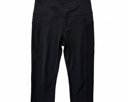 Lululemon Black Cropped Athletic Leggings with Mesh Pocket Detail