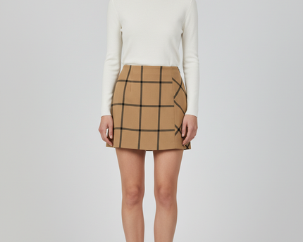 Next Tan/Black Checkered Tailored Mini Skirt