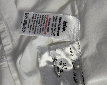 Lee Cooper White Cotton Tiered Flutter Sleeve Dress