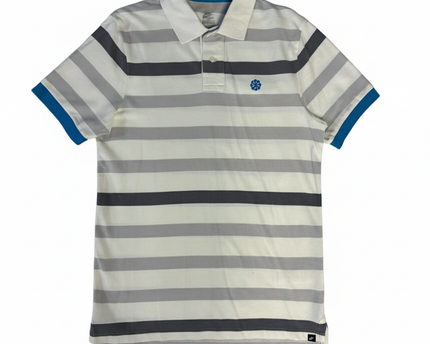 Nike White and Grey Striped Performance Polo Shirt